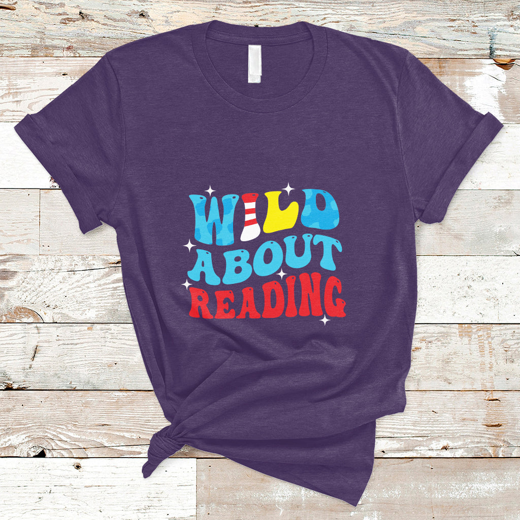 Wild About Reading Teacher Of Little Things Red White Stripe Reading T Shirt - Wonder Print Shop