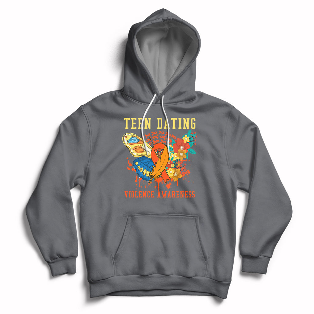 Spread Teen Dating Violence Awareness Orange Butterfly Hoodie - Wonder Print Shop