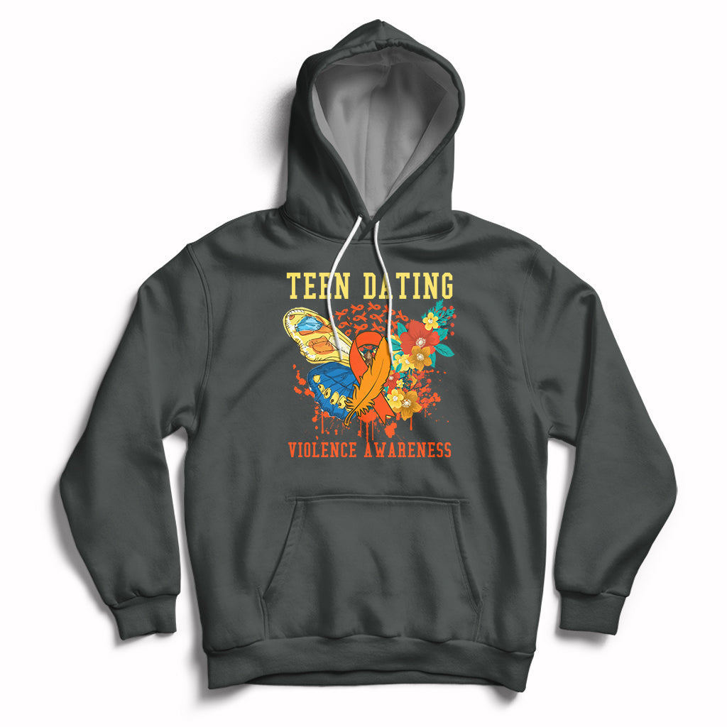 Spread Teen Dating Violence Awareness Orange Butterfly Hoodie - Wonder Print Shop