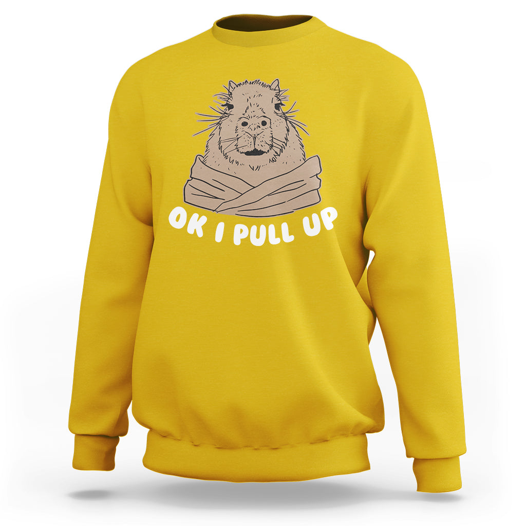 Vintage Funny Ok I Pull Up Meme Capybara Meme Sweatshirt - Wonder Print Shop
