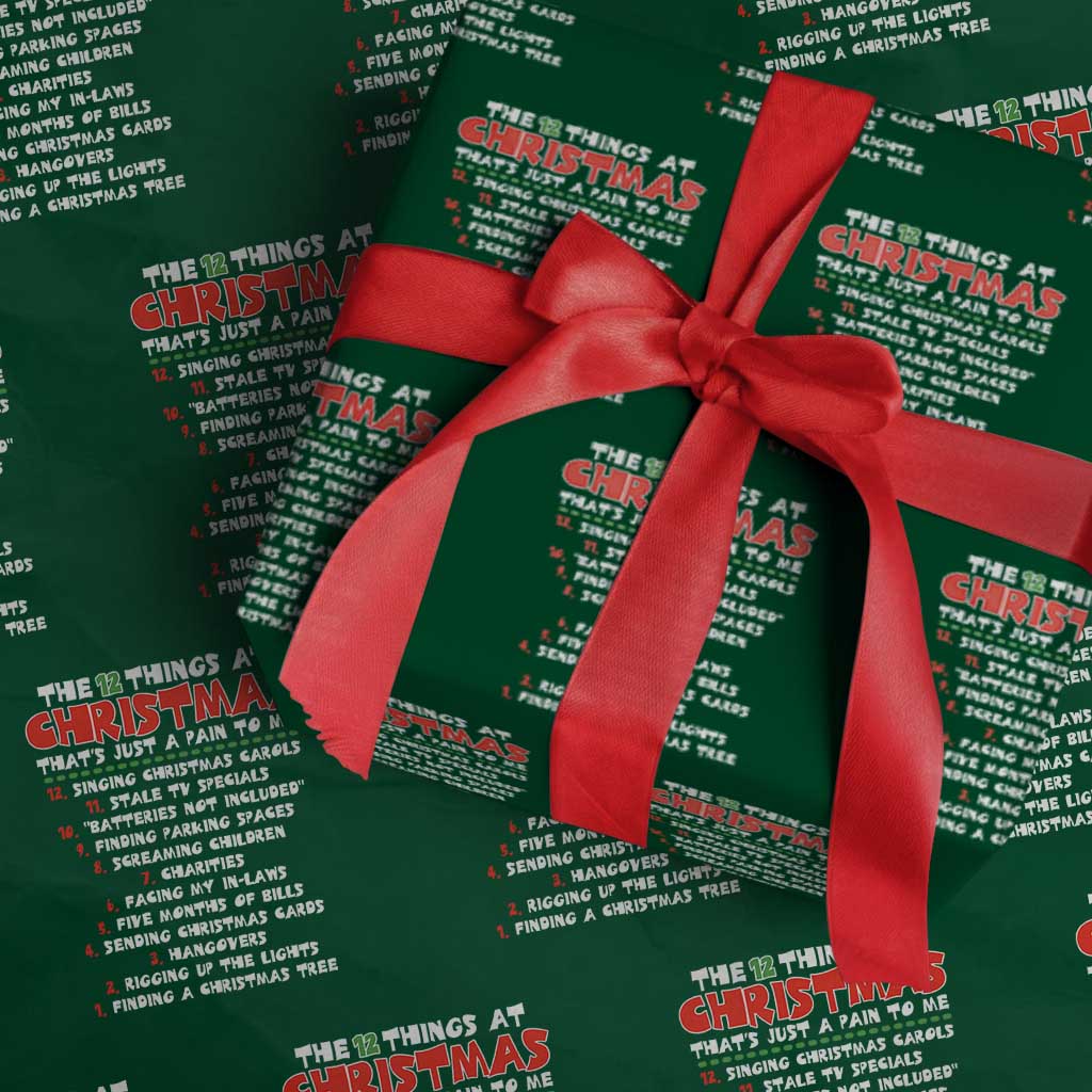 12 Pains of Christmas Parody Wrapping Paper Roll Funny Twist on the 12 Days of Christmas Tradition - Wonder Print Shop
