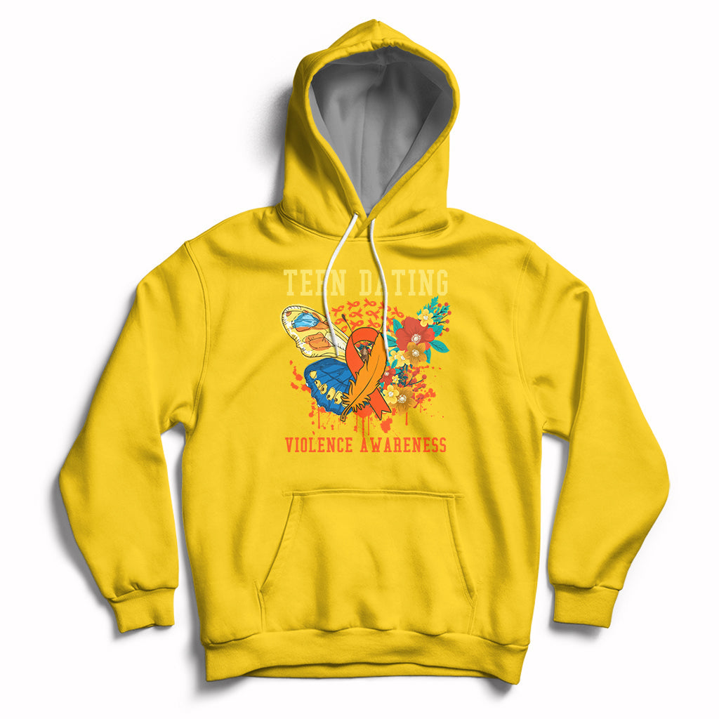 Spread Teen Dating Violence Awareness Orange Butterfly Hoodie - Wonder Print Shop
