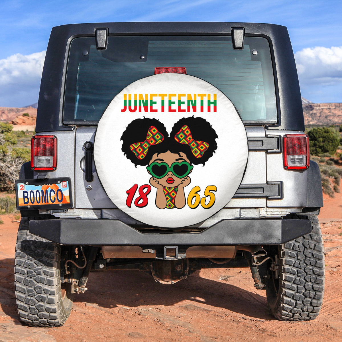 African Tire Covers - Juneteenth Spare Tire Cover 1865 Girl Kid Afro Bun Vibes NO.122 LT8 - Wonder Print Shop