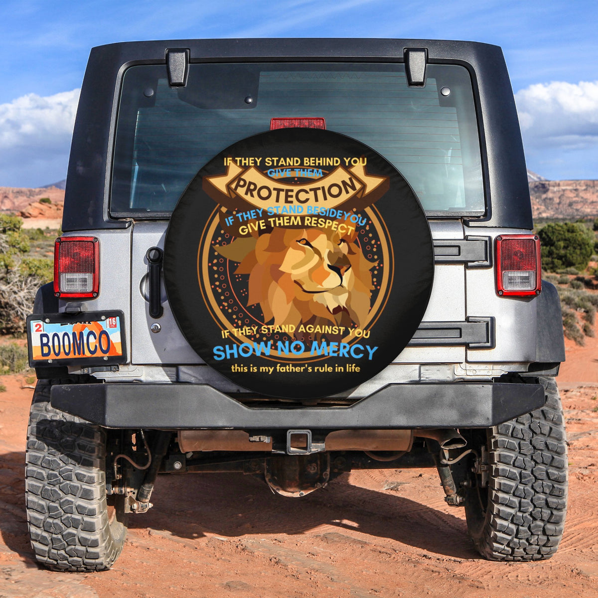 Father's Day Tire Covers - If They Stand Behind You Give Them Protection, If They Stand Beside You Give Them Respect Lion Vibes Spare Tire Cover NO.125 LT8 - Wonder Print Shop