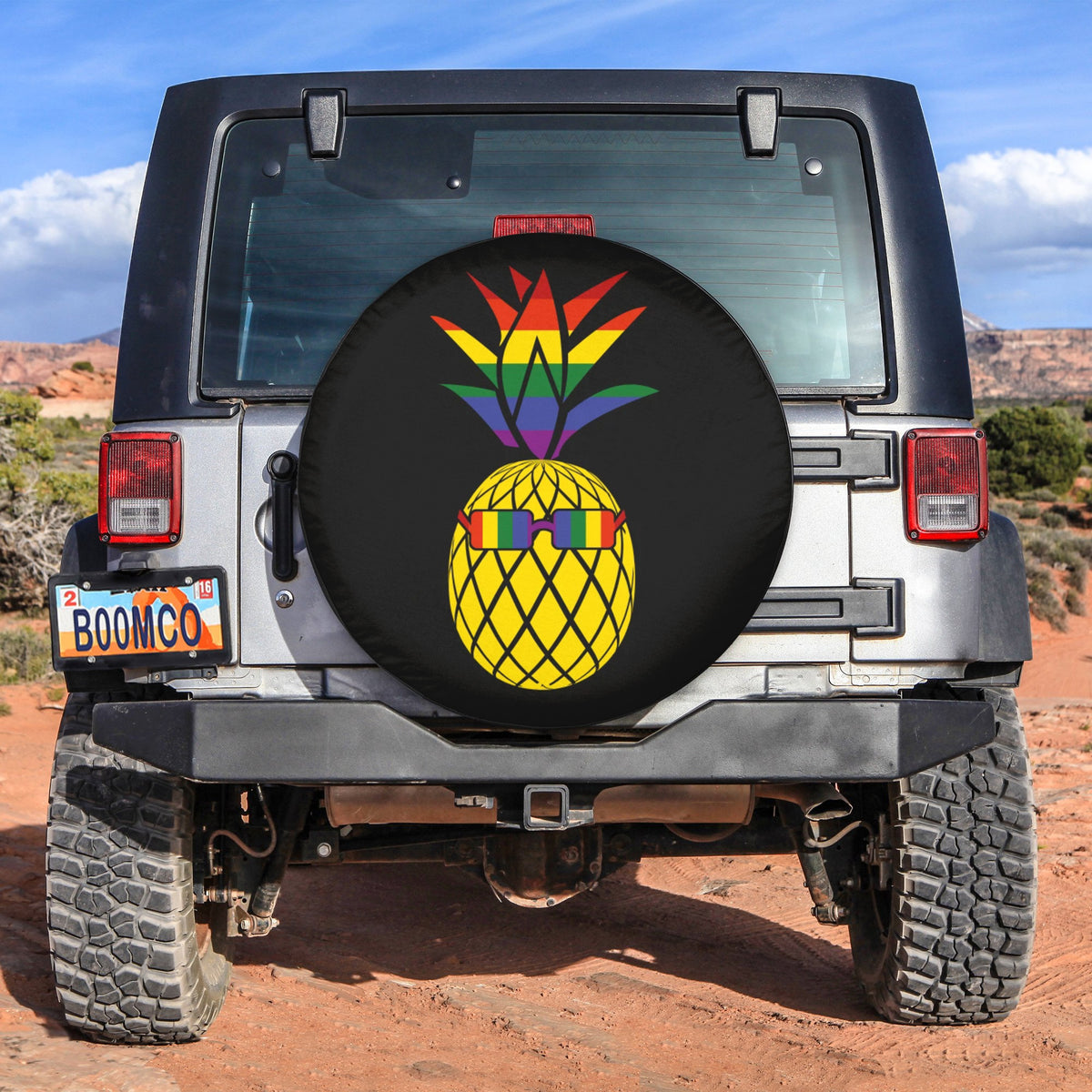 LGBT Tire Covers - Funny Pineapple on the Beach LGBT Rainbow Spare Tire Cover NO.62 LT8 - Wonder Print Shop