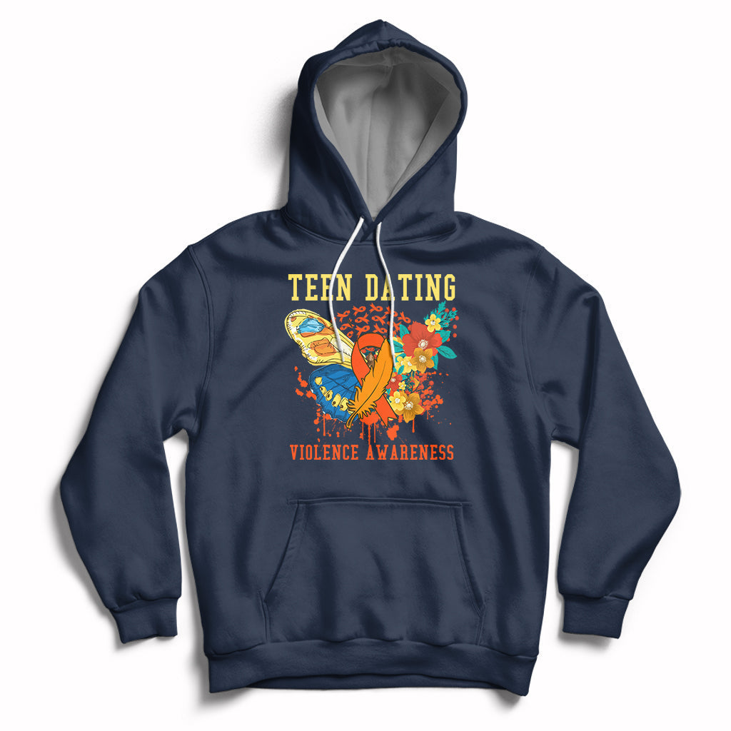Spread Teen Dating Violence Awareness Orange Butterfly Hoodie - Wonder Print Shop