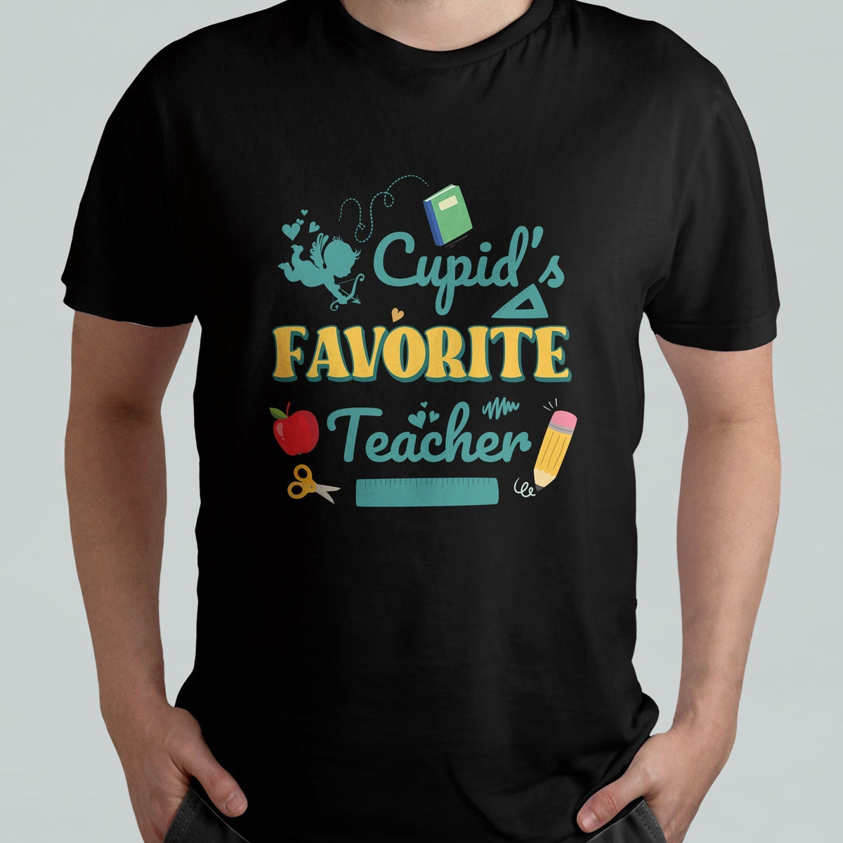 Cupid's Favorite Teacher Groovy Retro Valentine's Day Funny T Shirt - Wonder Print Shop
