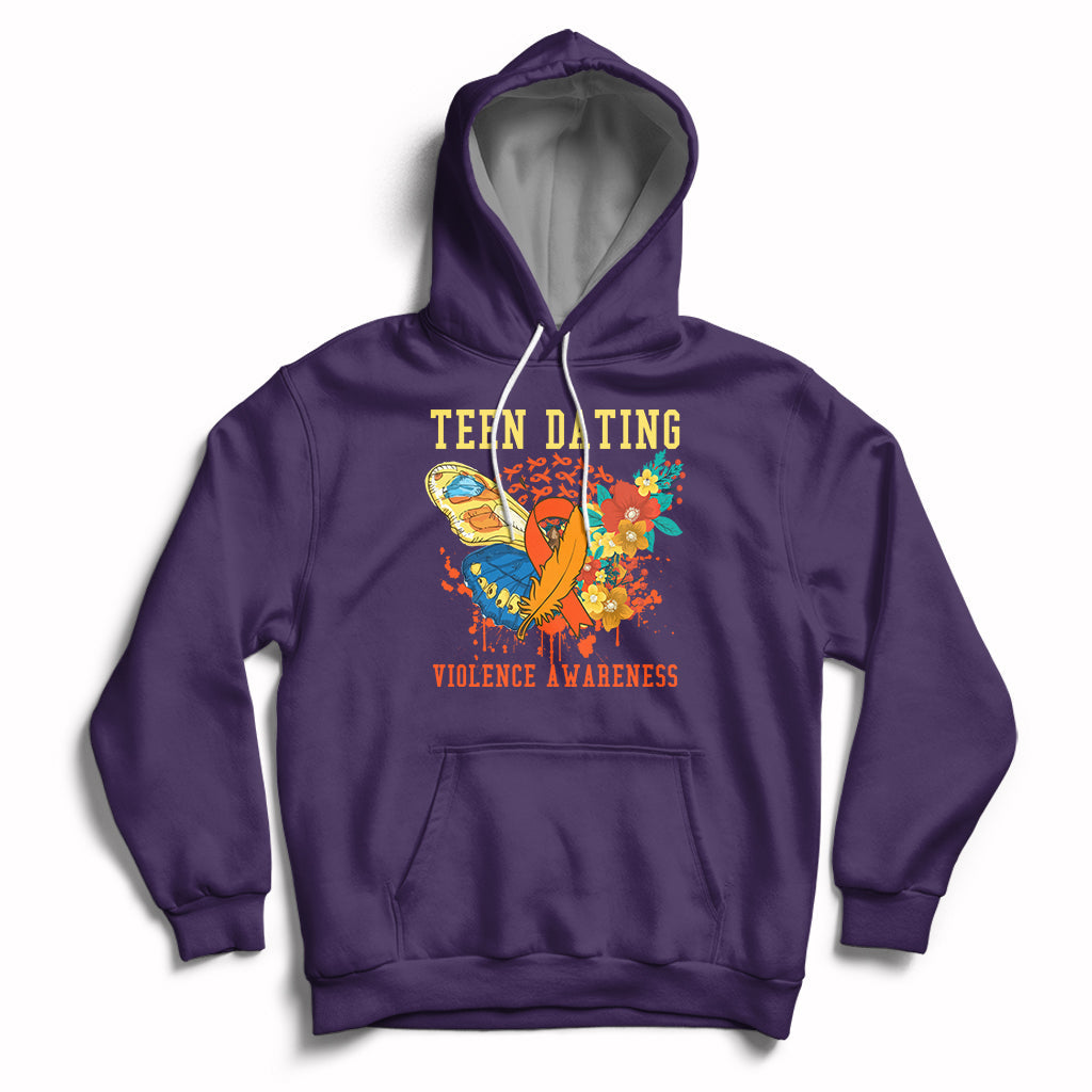 Spread Teen Dating Violence Awareness Orange Butterfly Hoodie - Wonder Print Shop