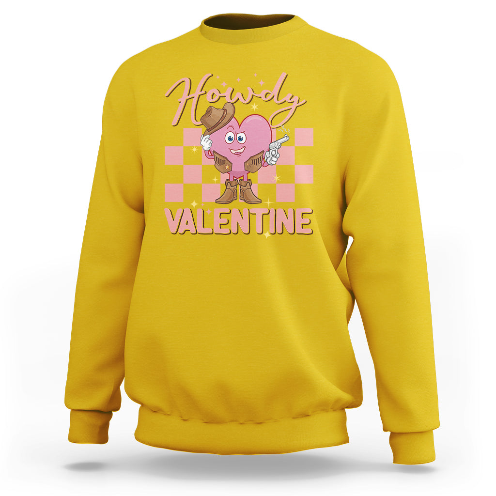 Howdy Valentine Funny Valentine's Day Cowboy Heart Groovy Sweatshirt - Wonder Print Shop