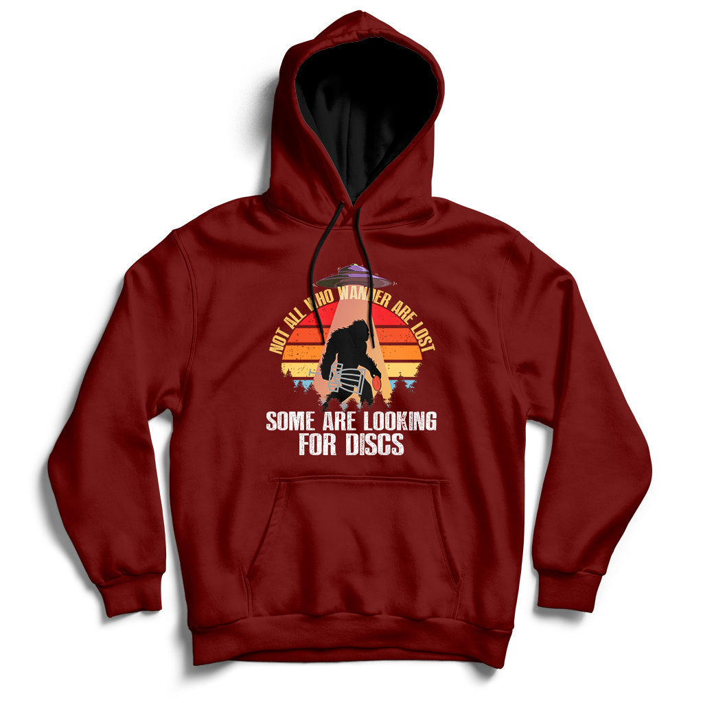 Not All Who Wander Are Lost Disc Golf UFO Bigfoot Hoodie - Wonder Print Shop
