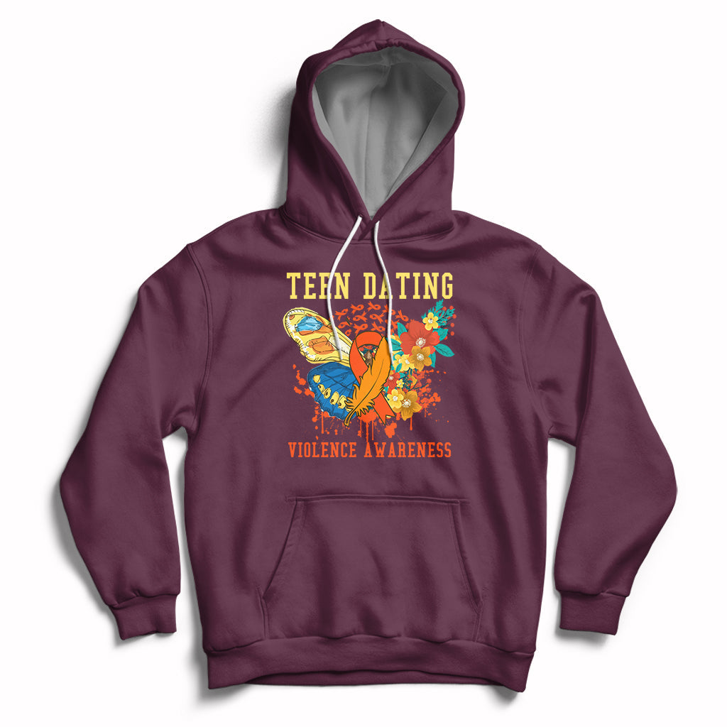 Spread Teen Dating Violence Awareness Orange Butterfly Hoodie - Wonder Print Shop
