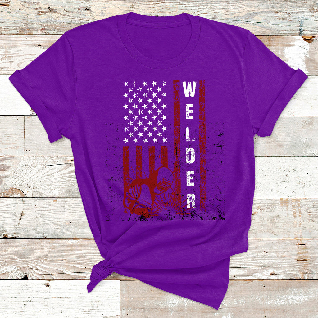 Welder Vintage Usa American Flag Patriotic Welding T Shirt - Wonder Print Shop