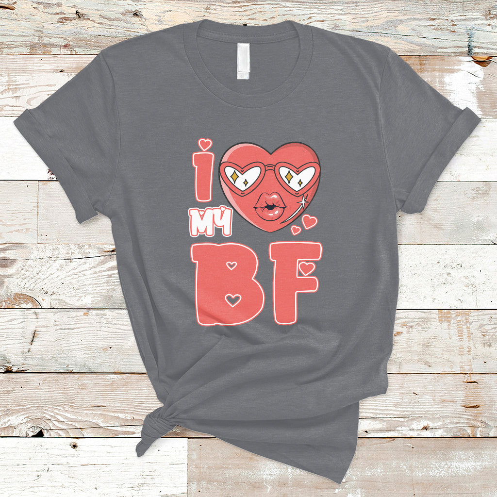 I Love My GF Red Heart Happy Valentine's Day Wife Girlfriend T-Shirt - Wonder Print Shop