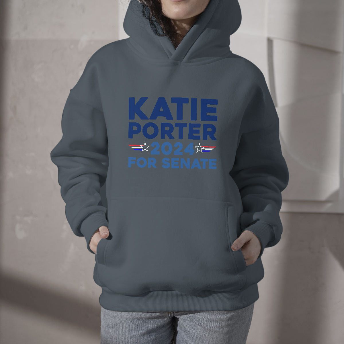 Katie Porter 2024 For US Senate California Democrat Senator - Blue Hoodie - Wonder Print Shop