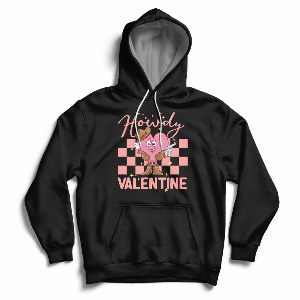 Howdy Valentine Funny Valentine's Day Cowboy Heart Groovy Hoodie - Wonder Print Shop
