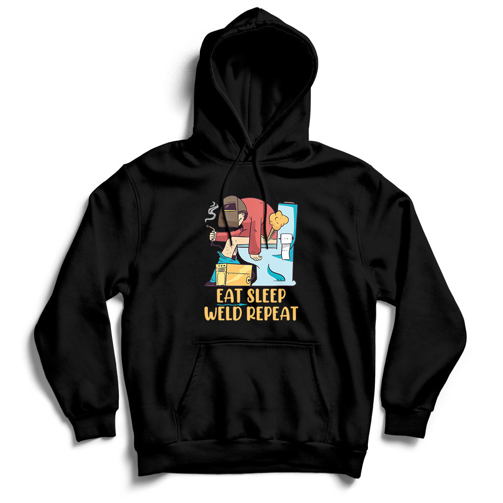 Eat Sleep Weld Repeat Funny Welder Welding Hoodie - Wonder Print Shop