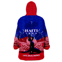Haiti Wearable Blanket Hoodie Negre Marron With Coat Of Arms Polynesian Style - Wonder Print Shop