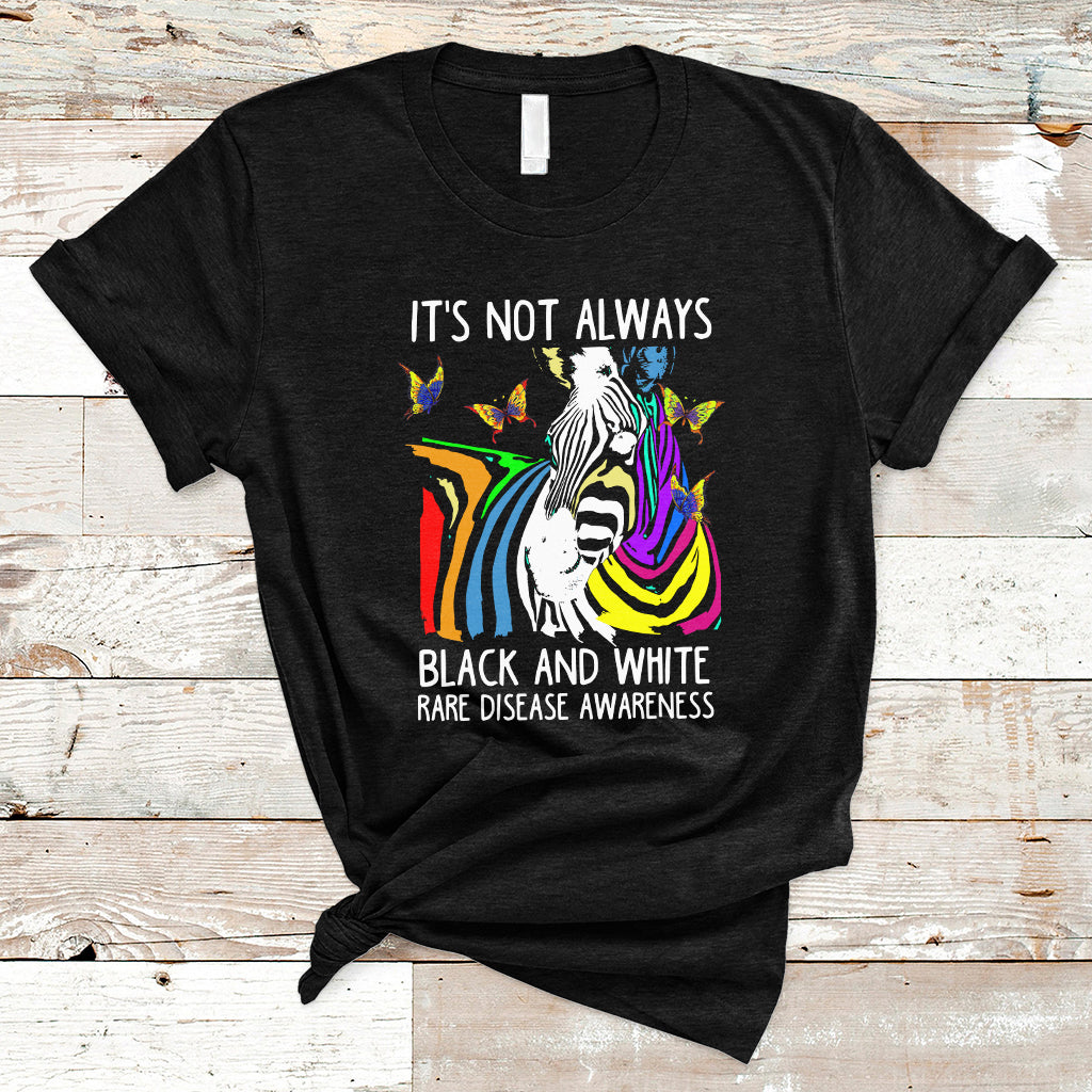 It's Not Always Black And White Rare Disease Awareness Rainbow Zebra Kids T Shirt - Wonder Print Shop