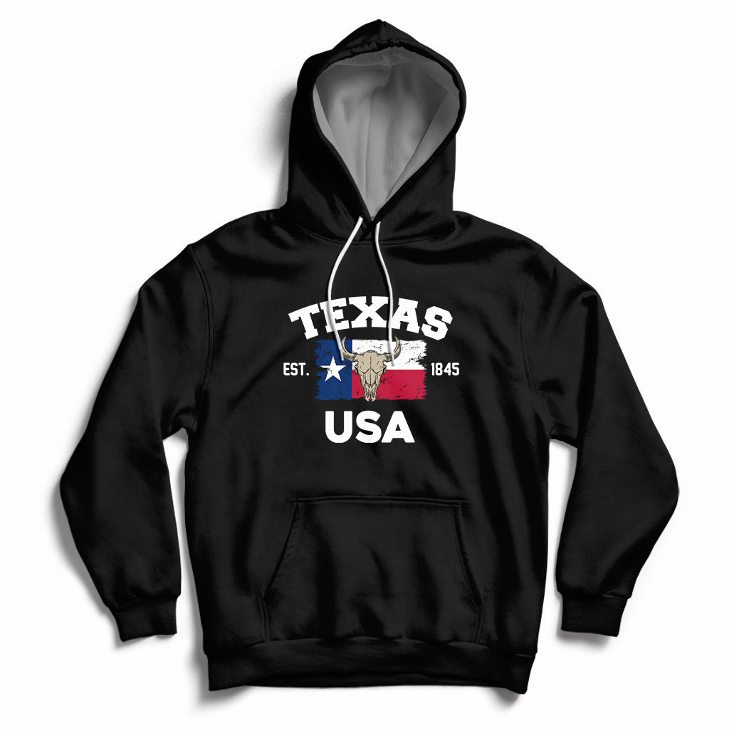 Vintage Texas EST 1845 Souvenir Texas Independence Day Texan Pride Hoodie - Wonder Print Shop