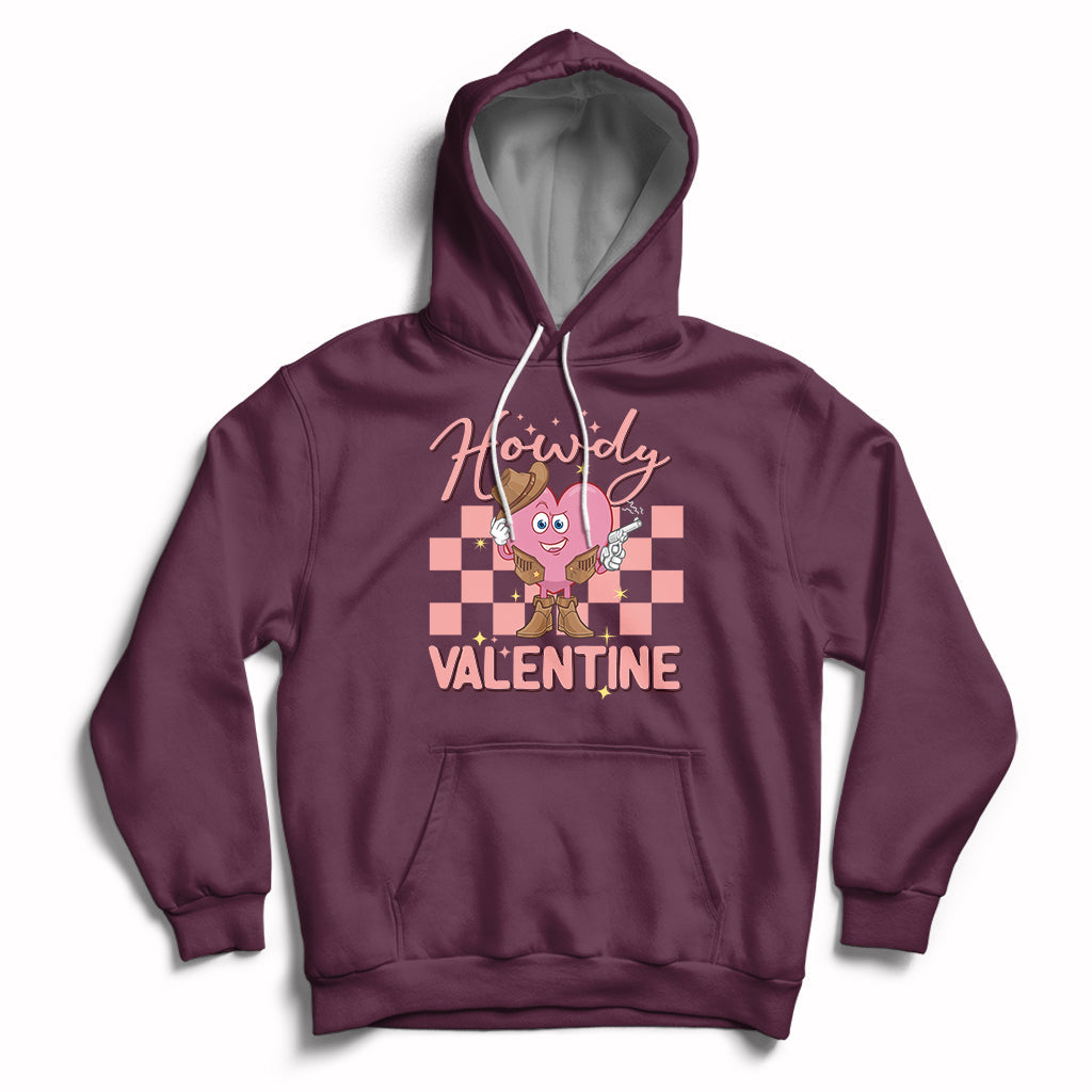 Howdy Valentine Funny Valentine's Day Cowboy Heart Groovy Hoodie - Wonder Print Shop