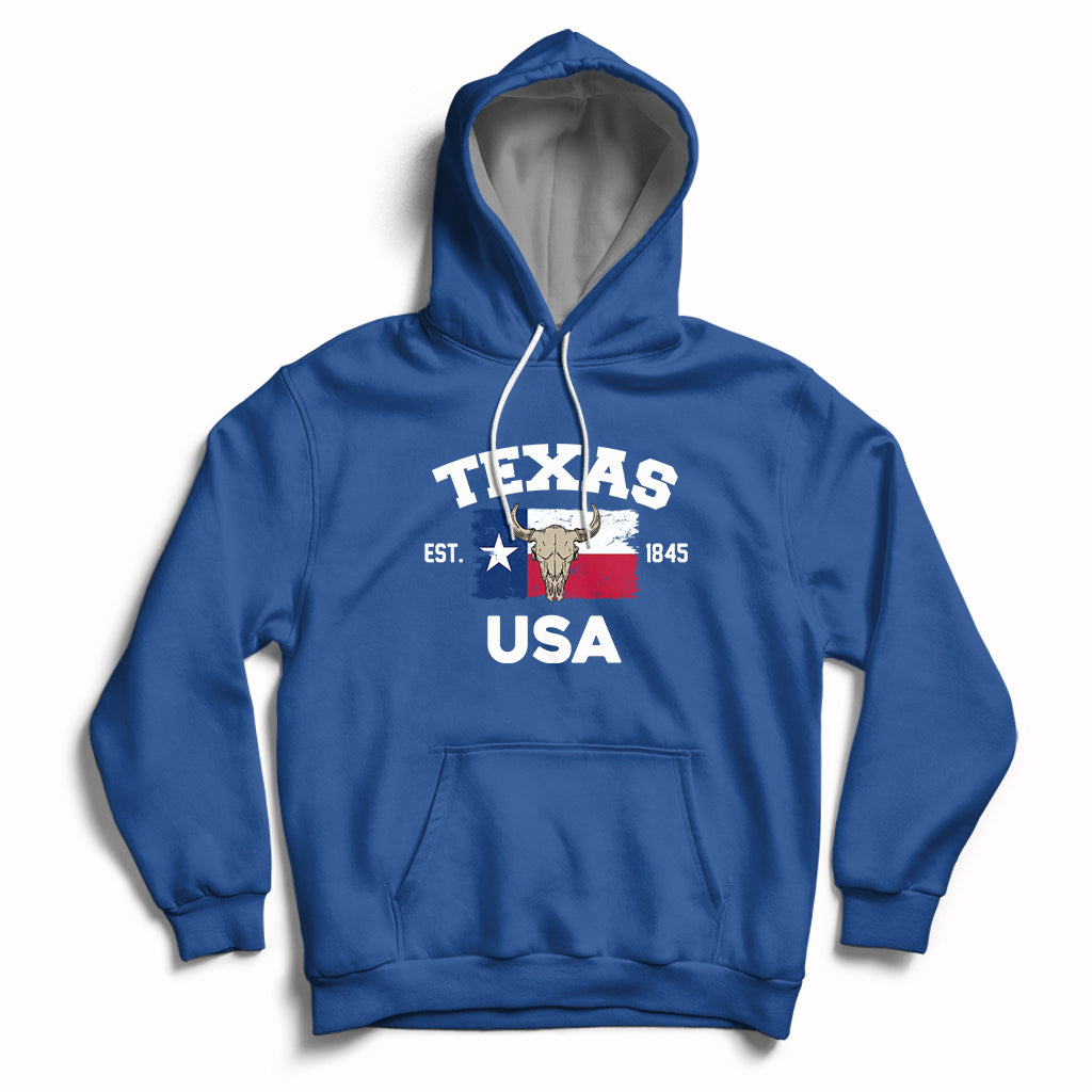 Vintage Texas EST 1845 Souvenir Texas Independence Day Texan Pride Hoodie - Wonder Print Shop