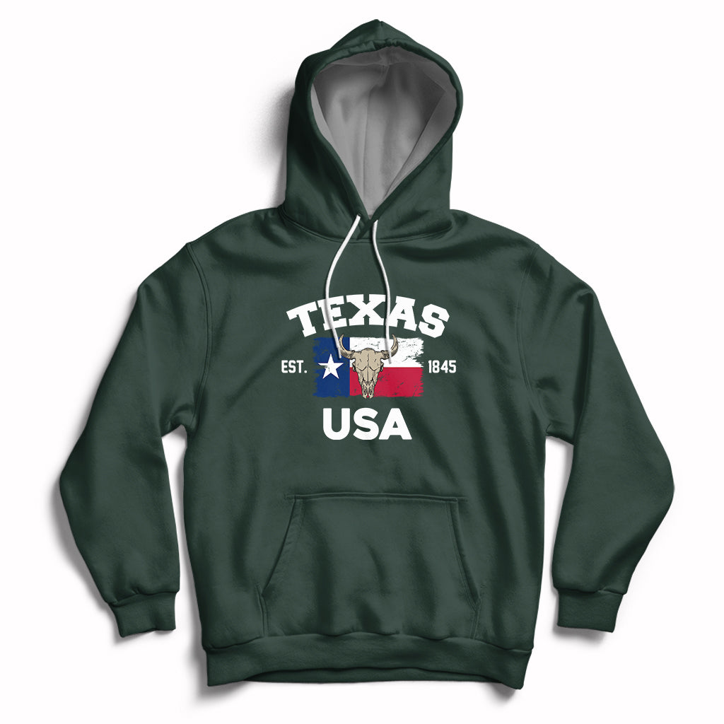 Vintage Texas EST 1845 Souvenir Texas Independence Day Texan Pride Hoodie - Wonder Print Shop