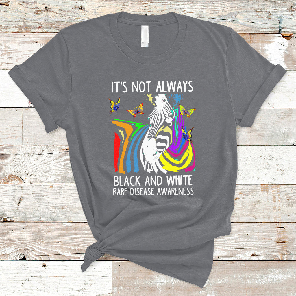 It's Not Always Black And White Rare Disease Awareness Rainbow Zebra Kids T Shirt - Wonder Print Shop