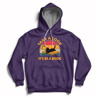 Take A Look It's In A Book Vintage Reading Cat Bookworm Librarian Hoodie - Wonder Print Shop