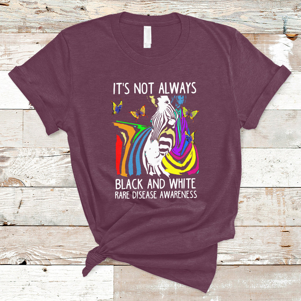 It's Not Always Black And White Rare Disease Awareness Rainbow Zebra Kids T Shirt - Wonder Print Shop