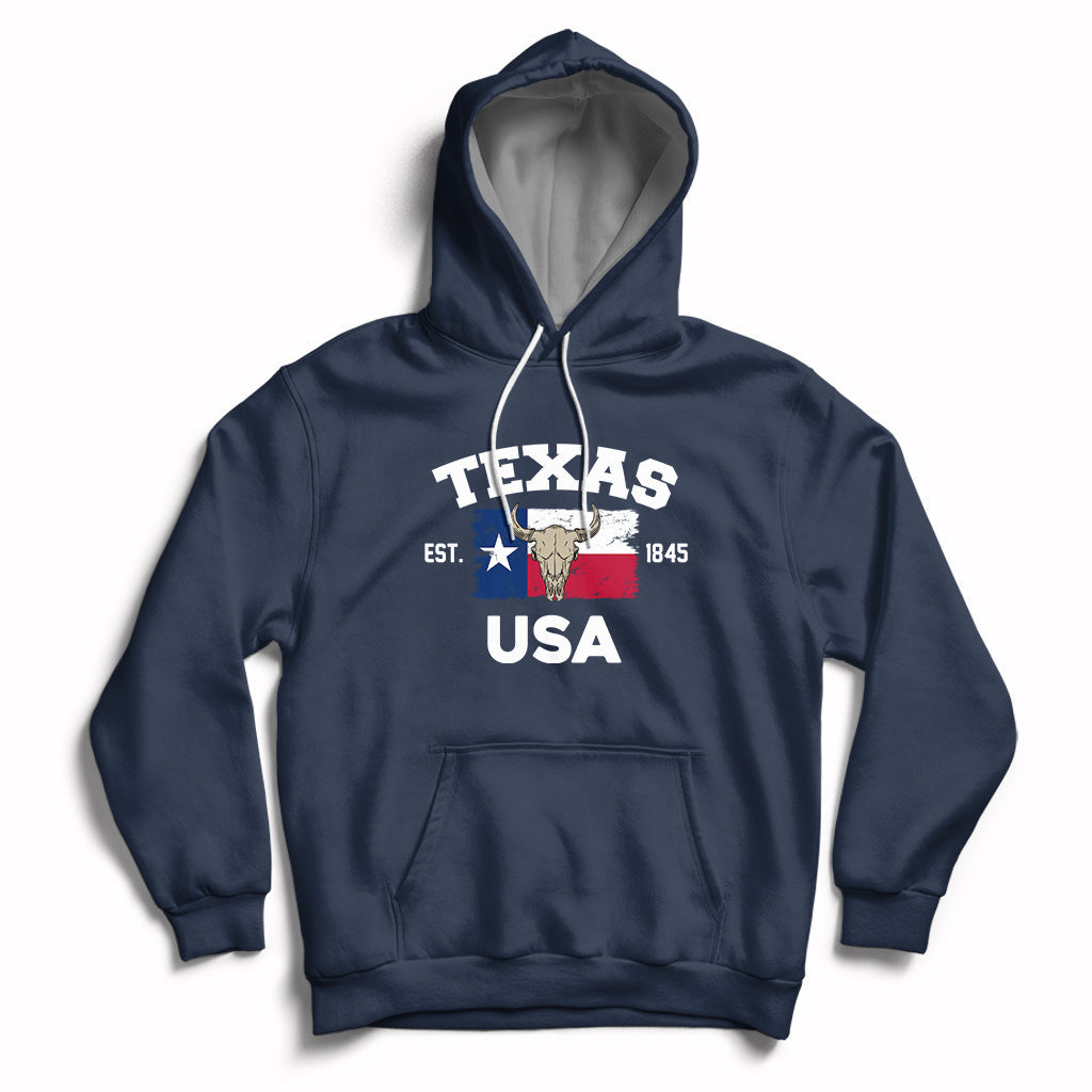 Vintage Texas EST 1845 Souvenir Texas Independence Day Texan Pride Hoodie - Wonder Print Shop