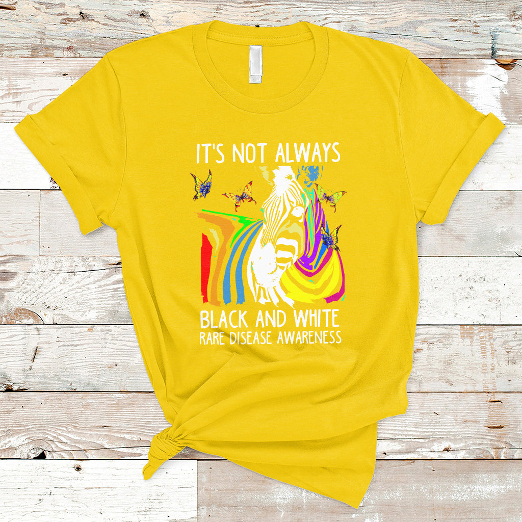 It's Not Always Black And White Rare Disease Awareness Rainbow Zebra Kids T Shirt - Wonder Print Shop