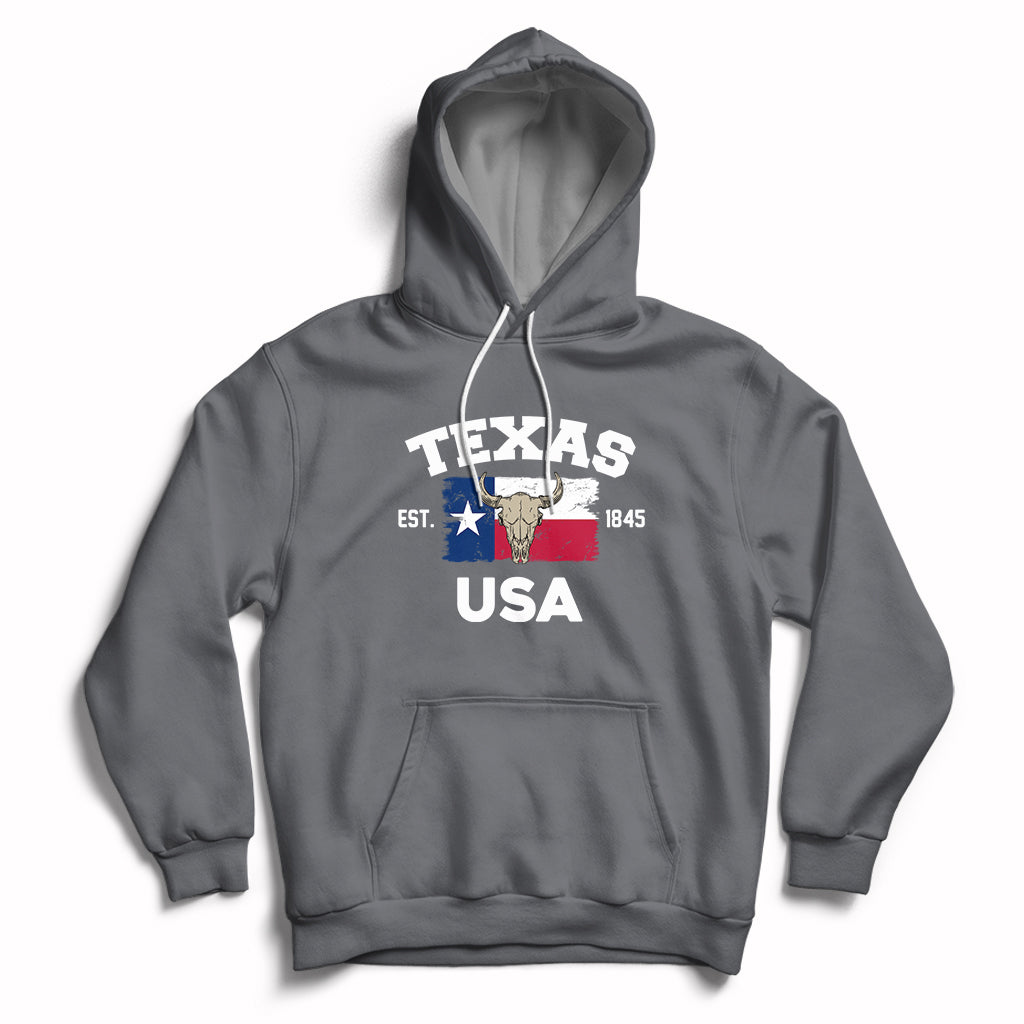 Vintage Texas EST 1845 Souvenir Texas Independence Day Texan Pride Hoodie - Wonder Print Shop