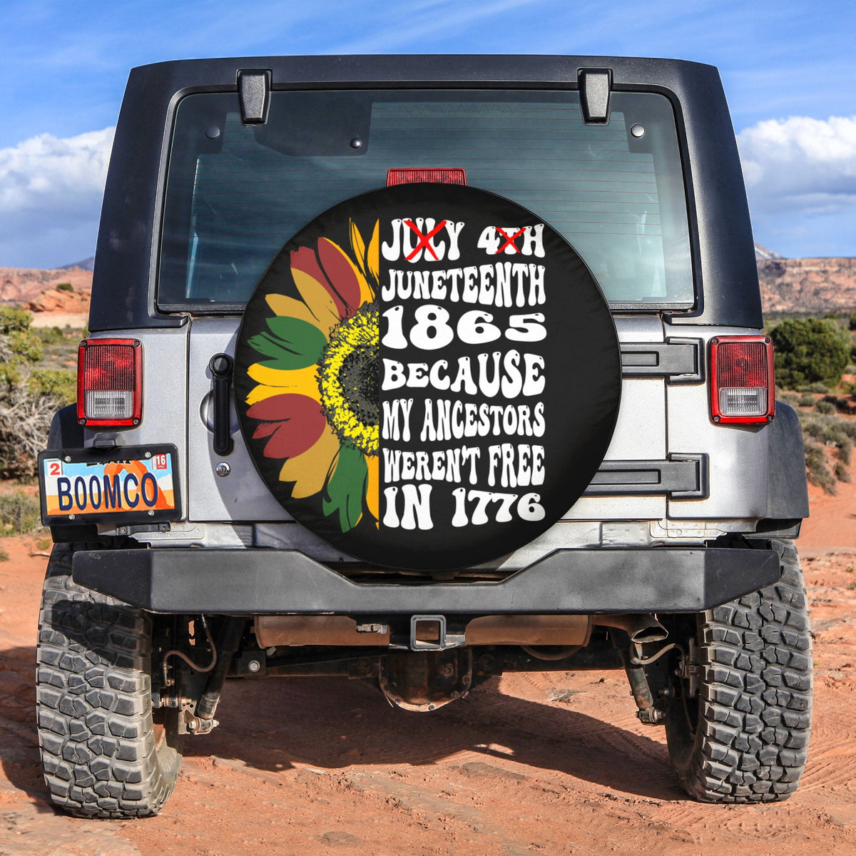 African Tire Covers - Juneteenth Spare Tire Cover Juneteenth 1865, My Ancestors Weren't Free In 1776 NO.136 LT8 - Wonder Print Shop