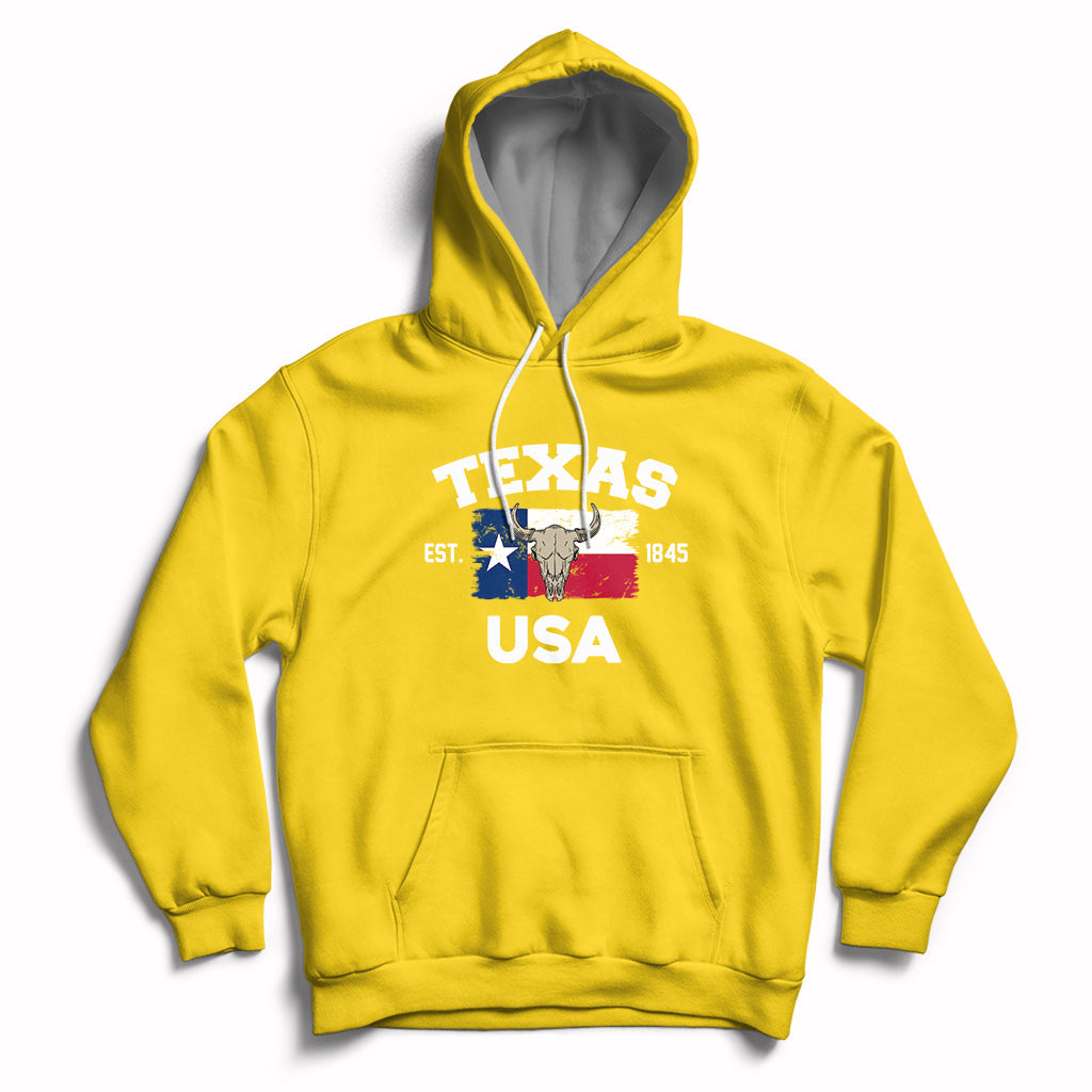 Vintage Texas EST 1845 Souvenir Texas Independence Day Texan Pride Hoodie - Wonder Print Shop