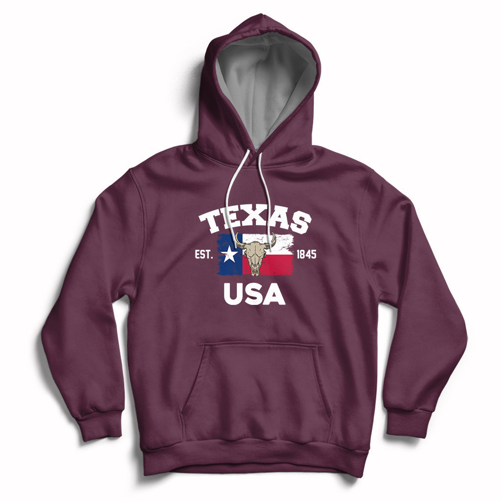 Vintage Texas EST 1845 Souvenir Texas Independence Day Texan Pride Hoodie - Wonder Print Shop