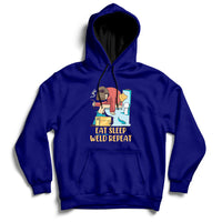 Dark blue welding hoodie with front graphic and kangaroo pocket, pullover hood with drawstrings