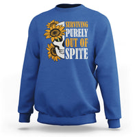 Groovy Surviving Purely Out Of Spite A Humorous Funny Joke Sweatshirt - Wonder Print Shop