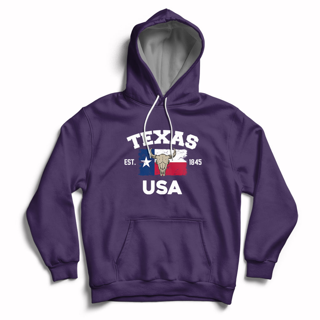 Vintage Texas EST 1845 Souvenir Texas Independence Day Texan Pride Hoodie - Wonder Print Shop