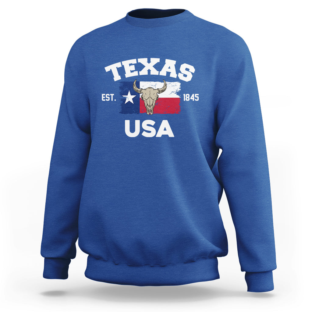 Vintage Texas EST 1845 Souvenir Texas Independence Day Texan Pride Sweatshirt - Wonder Print Shop