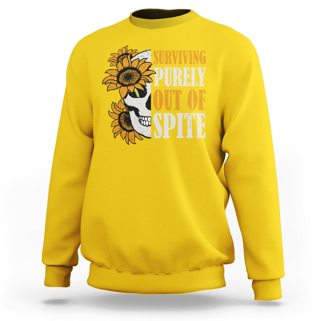 Groovy Surviving Purely Out Of Spite A Humorous Funny Joke Sweatshirt - Wonder Print Shop