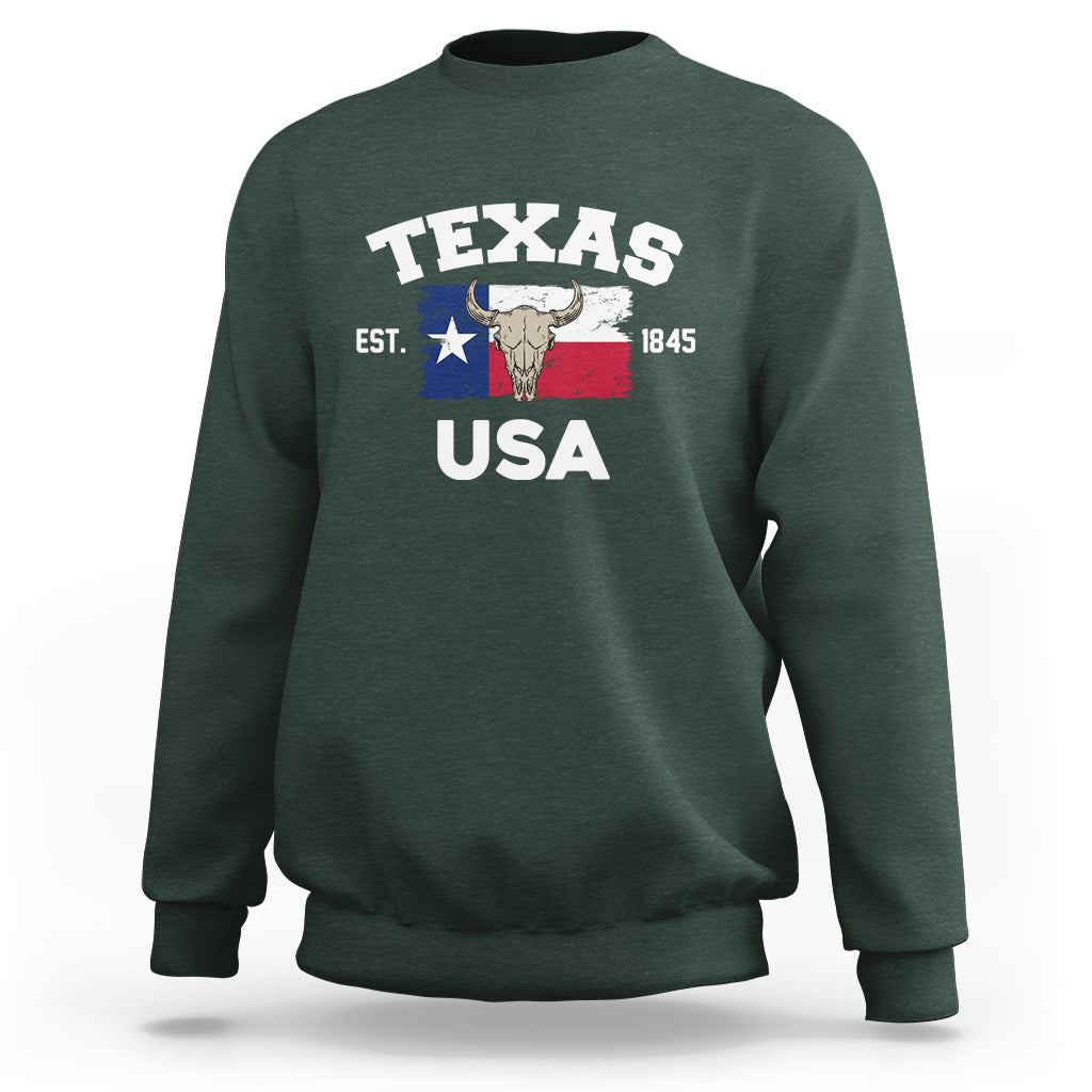 Vintage Texas EST 1845 Souvenir Texas Independence Day Texan Pride Sweatshirt - Wonder Print Shop