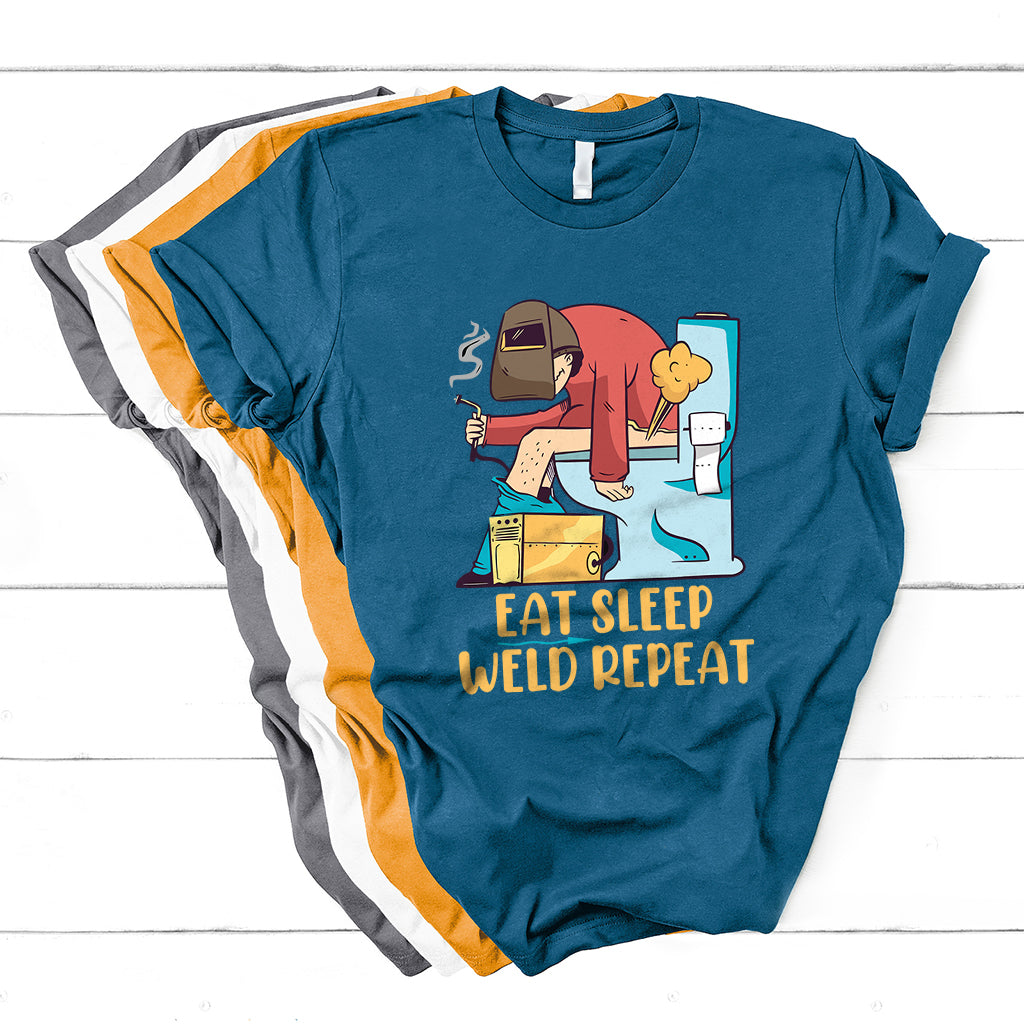 Eat Sleep Weld Repeat Funny Welder Welding T Shirt - Wonder Print Shop