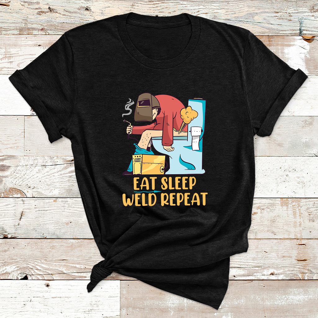 Eat Sleep Weld Repeat Funny Welder Welding T Shirt - Wonder Print Shop
