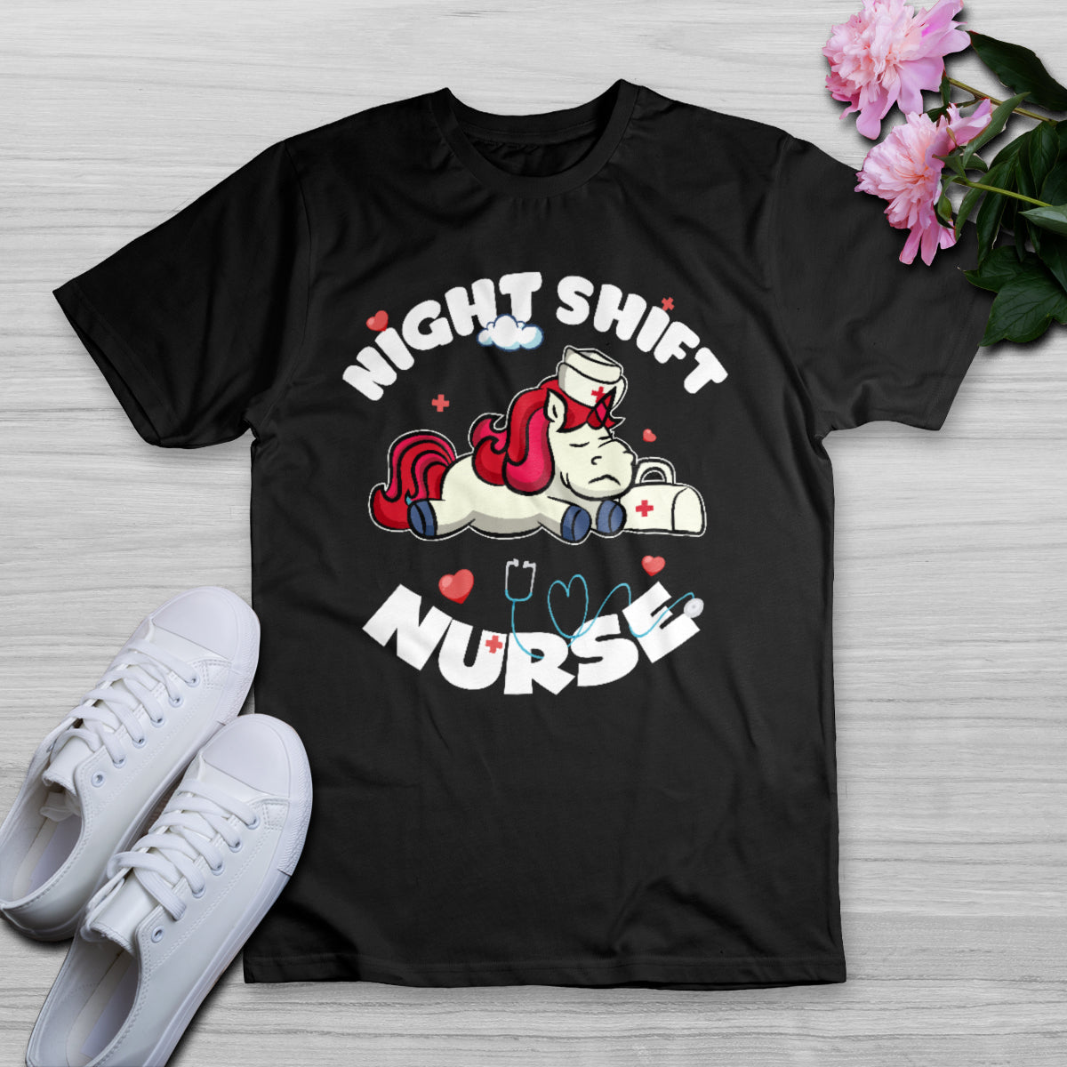 Night Shift Nurse Funny Nurse Unicorn Stethoscope, Nurse T Shirt - Wonder Print Shop