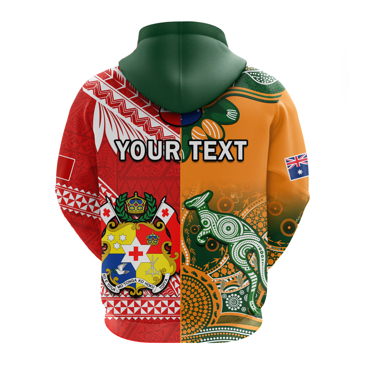 Custom Mate Maa Tonga And Wallabies Rugby Hoodie Polynesian Mix Aboriginal - Wonder Print Shop