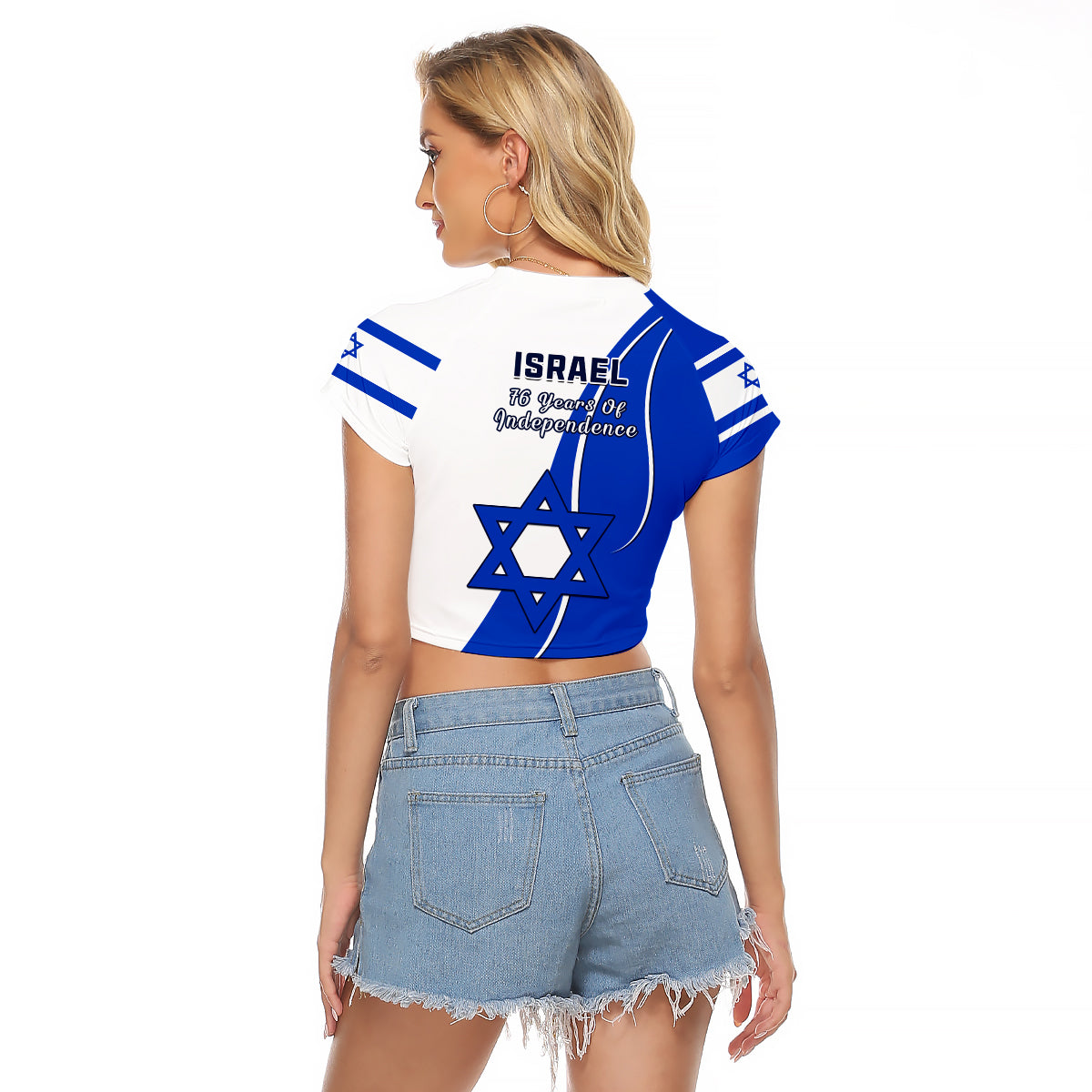 Israel Independence Day Raglan Cropped T Shirt Yom Haatzmaut Curvel Style - Wonder Print Shop
