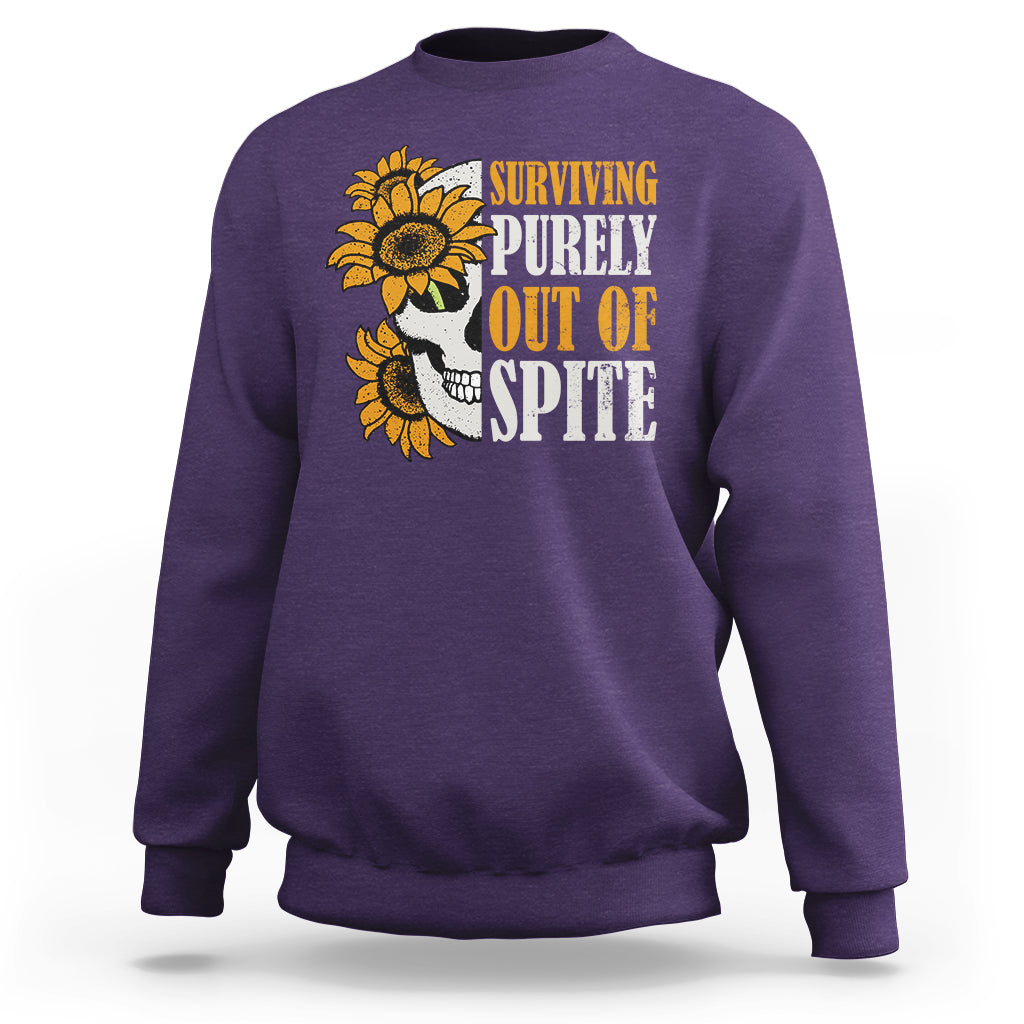 Groovy Surviving Purely Out Of Spite A Humorous Funny Joke Sweatshirt - Wonder Print Shop