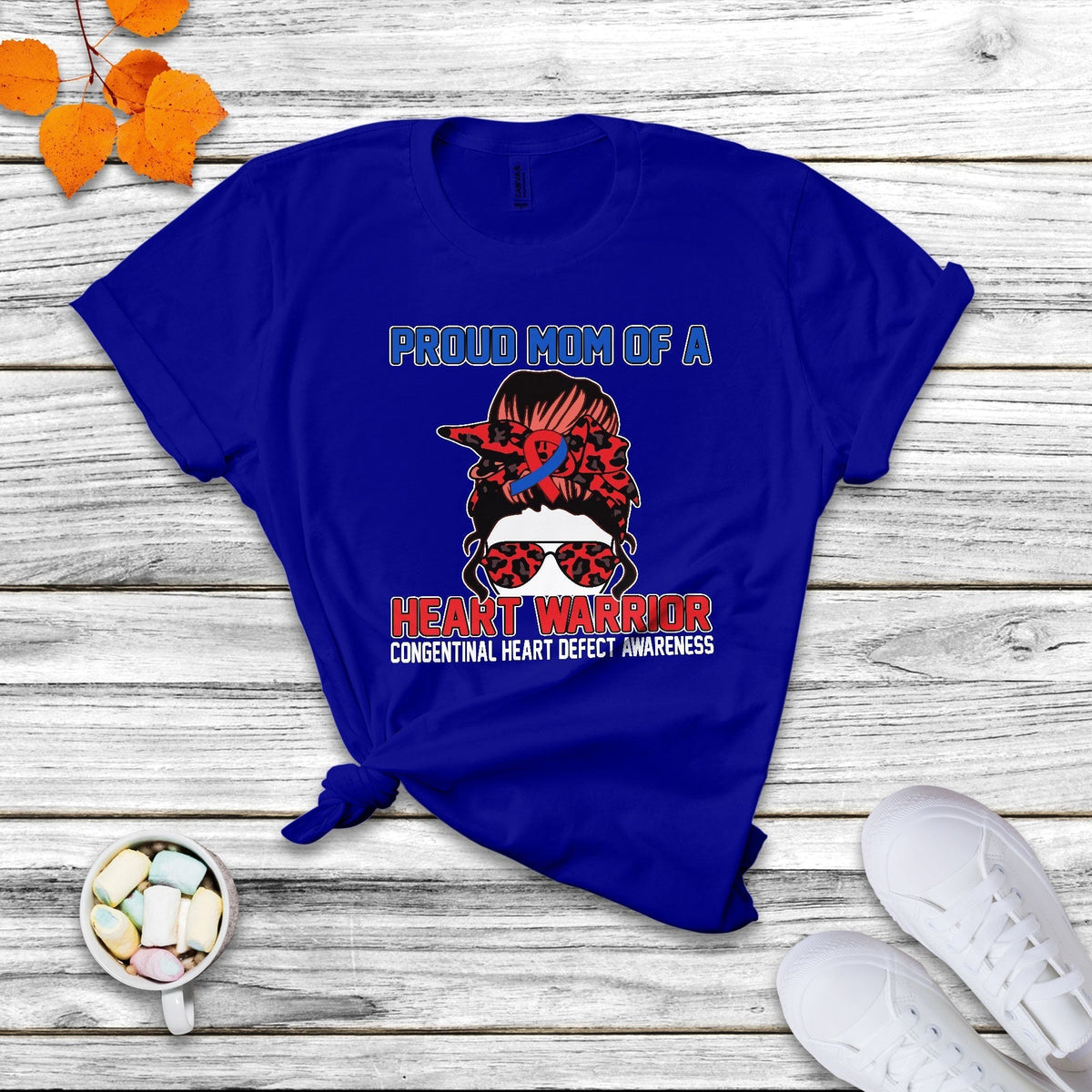 Messy Bun Mom Of A Heart Warrior CHD Congenital Heart Defect T Shirt - Wonder Print Shop