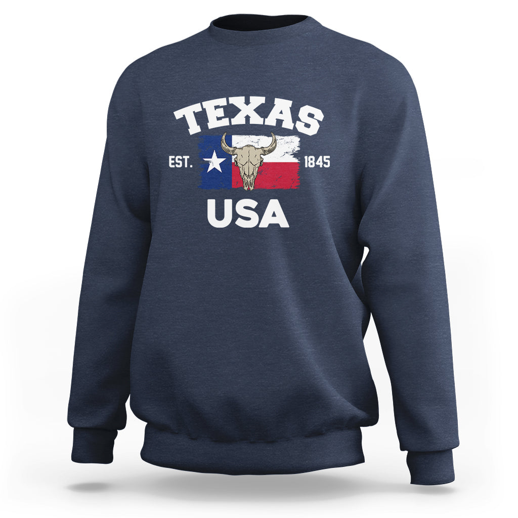 Vintage Texas EST 1845 Souvenir Texas Independence Day Texan Pride Sweatshirt - Wonder Print Shop