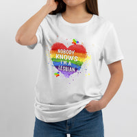 Nobody Knows I'm A Lesbian LGBT Pride Rainbow for Womens, LGBT T Shirt - Wonder Print Shop